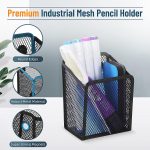 DALTACK Magnetic Pencil Holder Magnetic Shelf for the Whiteboard 3-Grid Mesh Magnetic Pen Holder for Refrigerator Magnetic Organizer Locker Accessories Organizer for Home, School and Office, Black - Image 4